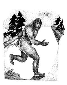 Sasquatch illustration by Linda S. Godfrey for American Monsters